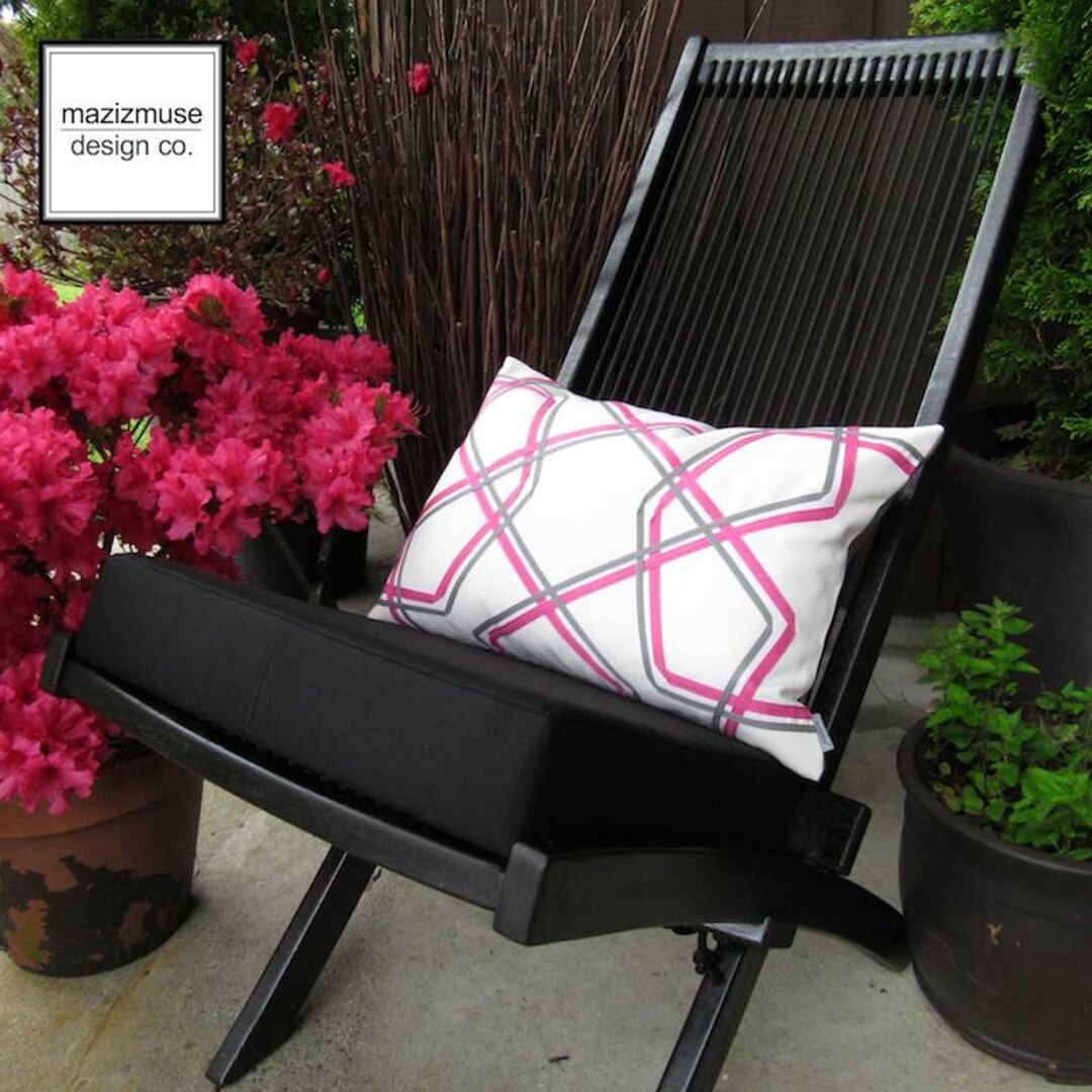 SALE Decorative Pink & Grey Outdoor Pillow Cover, Modern Pillow Case