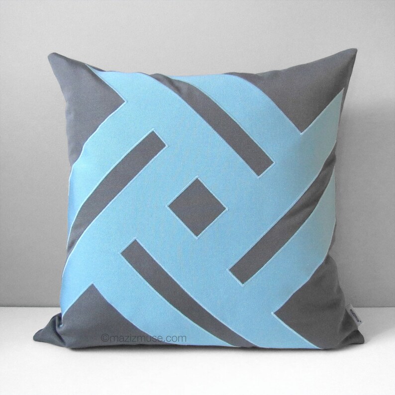 Mineral Blue Outdoor Pillow Cover Modern Grey & Blue Throw Etsy