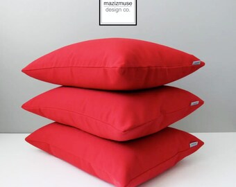 Outdoor Sunbrella® Pillow Cover in Jockey Red Sunbrella Fabric, Porch / Patio / Pool Lounge Chairs, Decorative Nautical Cushions, Mazizmuse