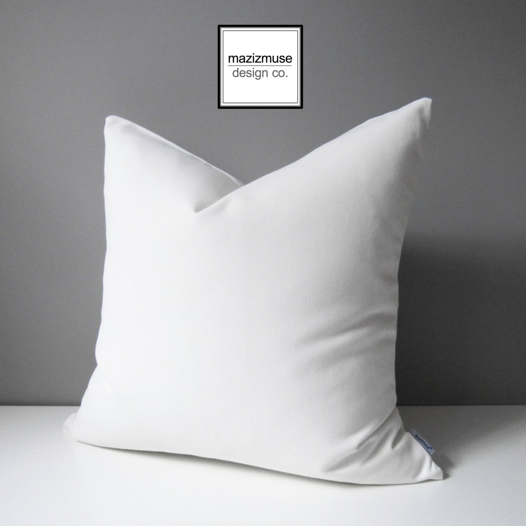 Decorative White Outdoor Pillow Cover, Modern Throw Pillow Cover, Snow