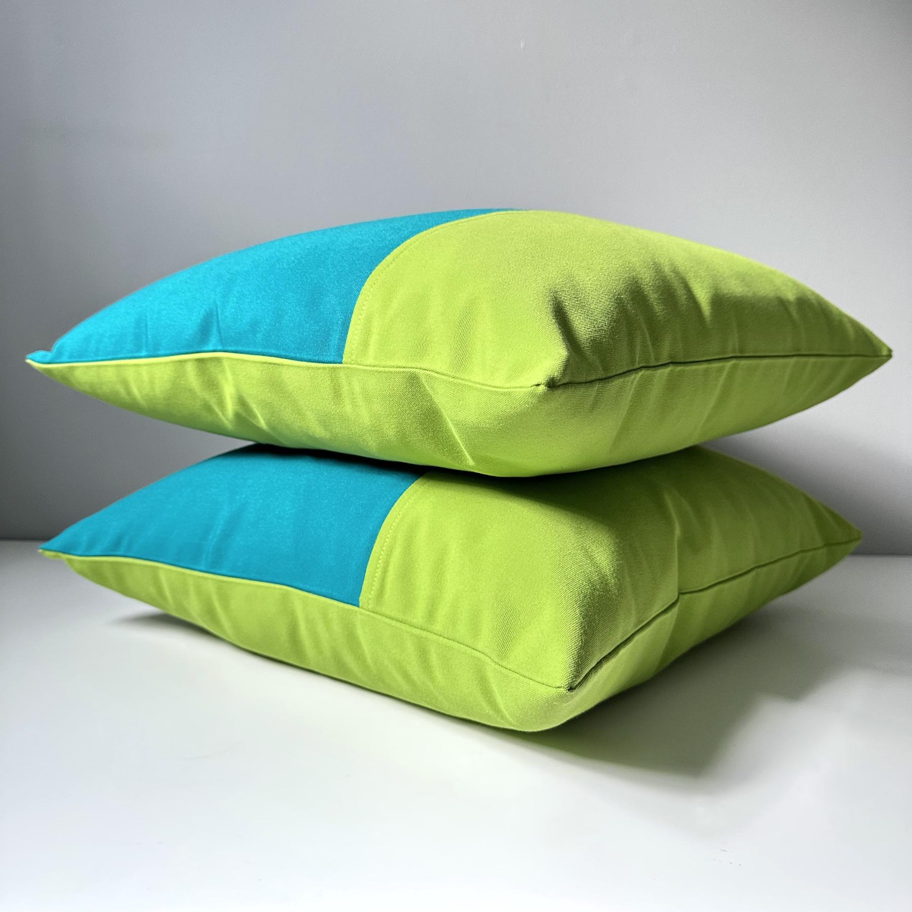 Lime Green & Teal Sunbrella Outdoor Pillow Cover in Modern Color