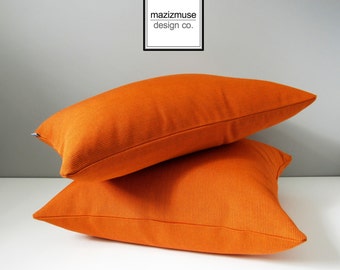 Sale, PAIR of Orange Sunbrella Pillow Covers, Modern Outdoor Pillow Covers, Decorative Spark Volt Cushion Covers, Orange Throw Pillow Covers