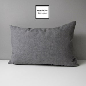 Slate Cast Sunbrella Outdoor Pillow Cover, Decorative Grey Pillow Cover, Modern Gray Accent Pillow Cover, Minimal Throw Pillow Cover image 3