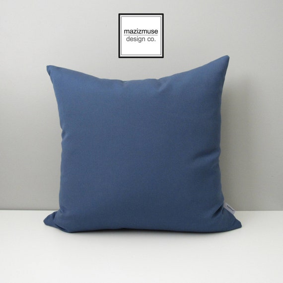 Sapphire Blue Outdoor Pillow Cover Denim Pillow Cover Faded Floral Pillow