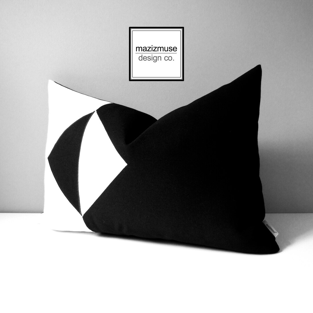 Modern Black & White Outdoor Pillow Cover Geometric Color Etsy Canada