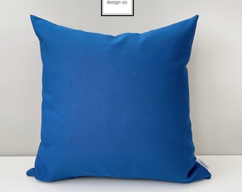 Decorative Abyss Blue Outdoor Sunbrella Pillow Cover, Modern Blue Throw Pillow Cover, Blue Cushion Cover, Mazizmuse