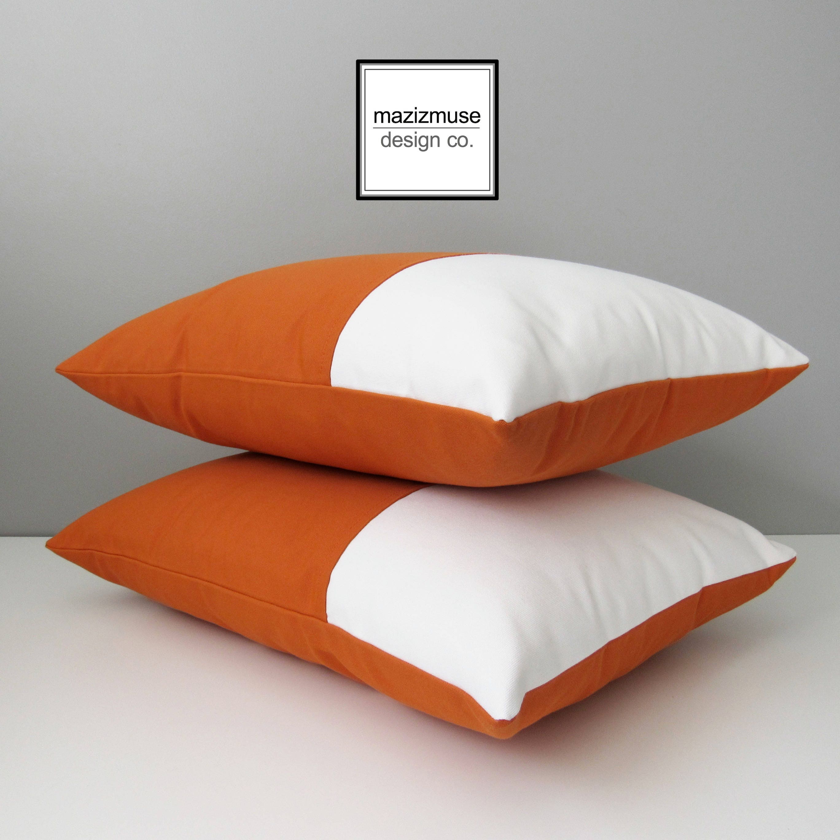 Housse d'oreiller Extérieure Moderne, Taie Décorative Orange et Blanc, Housse de Coussin Toscane Sun