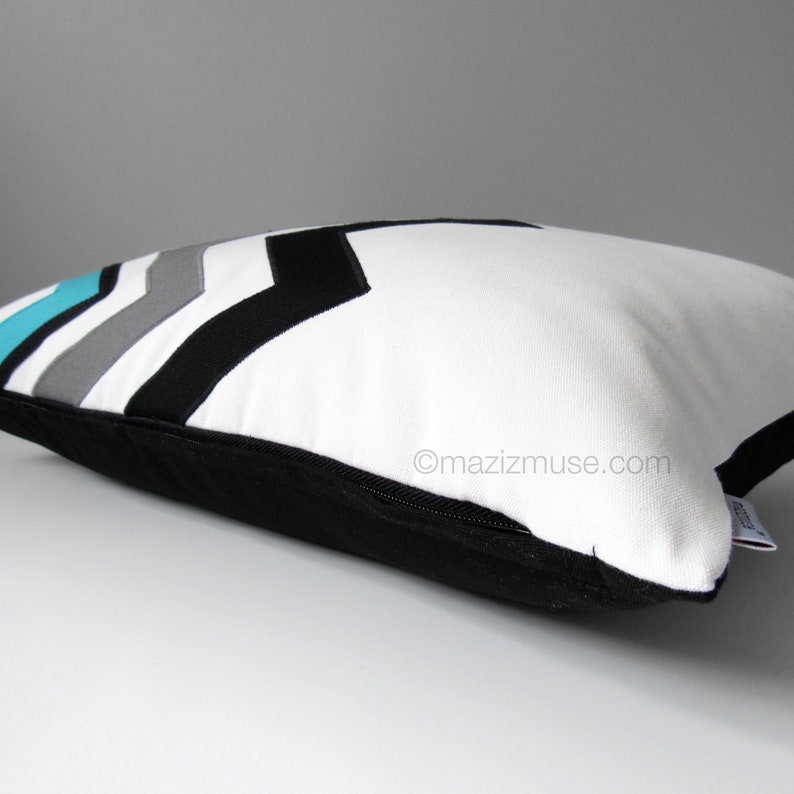 Turquoise Blue Chevron Pillow Cover Decorative Outdoor Pillow Etsy