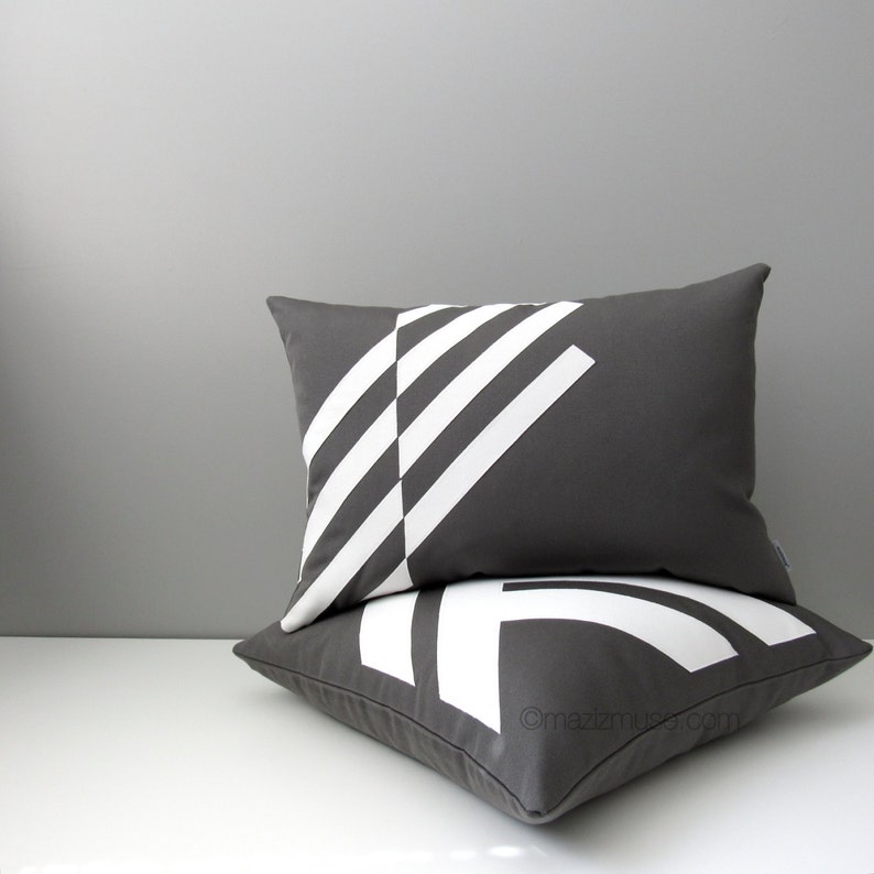 Modern Grey & White Outdoor Pillow Cover Decorative Pillow Etsy Canada