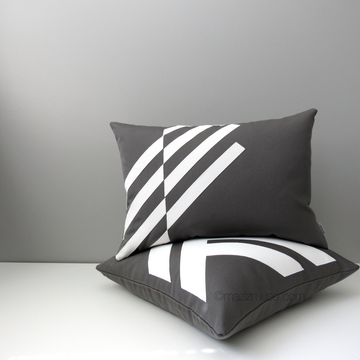 Modern Grey & White Outdoor Pillow Cover Decorative Pillow Etsy Canada