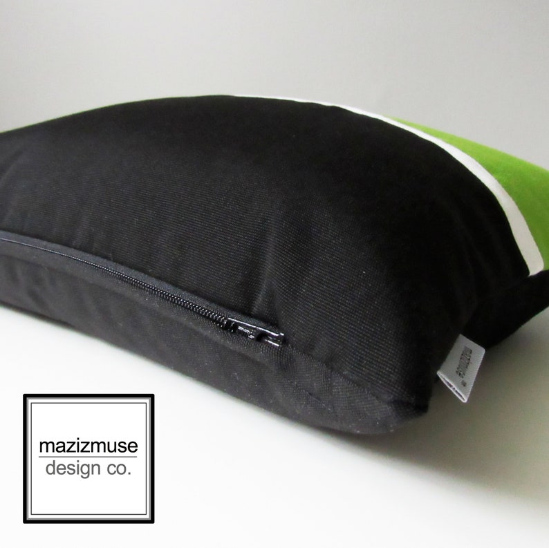 Lime Green & Black Outdoor Pillow Cover, Modern Pillow Cover, Accent Pillows, Throw Pillow, White Macaw Sunbrella Cushion Cover, Mazizmuse image 2