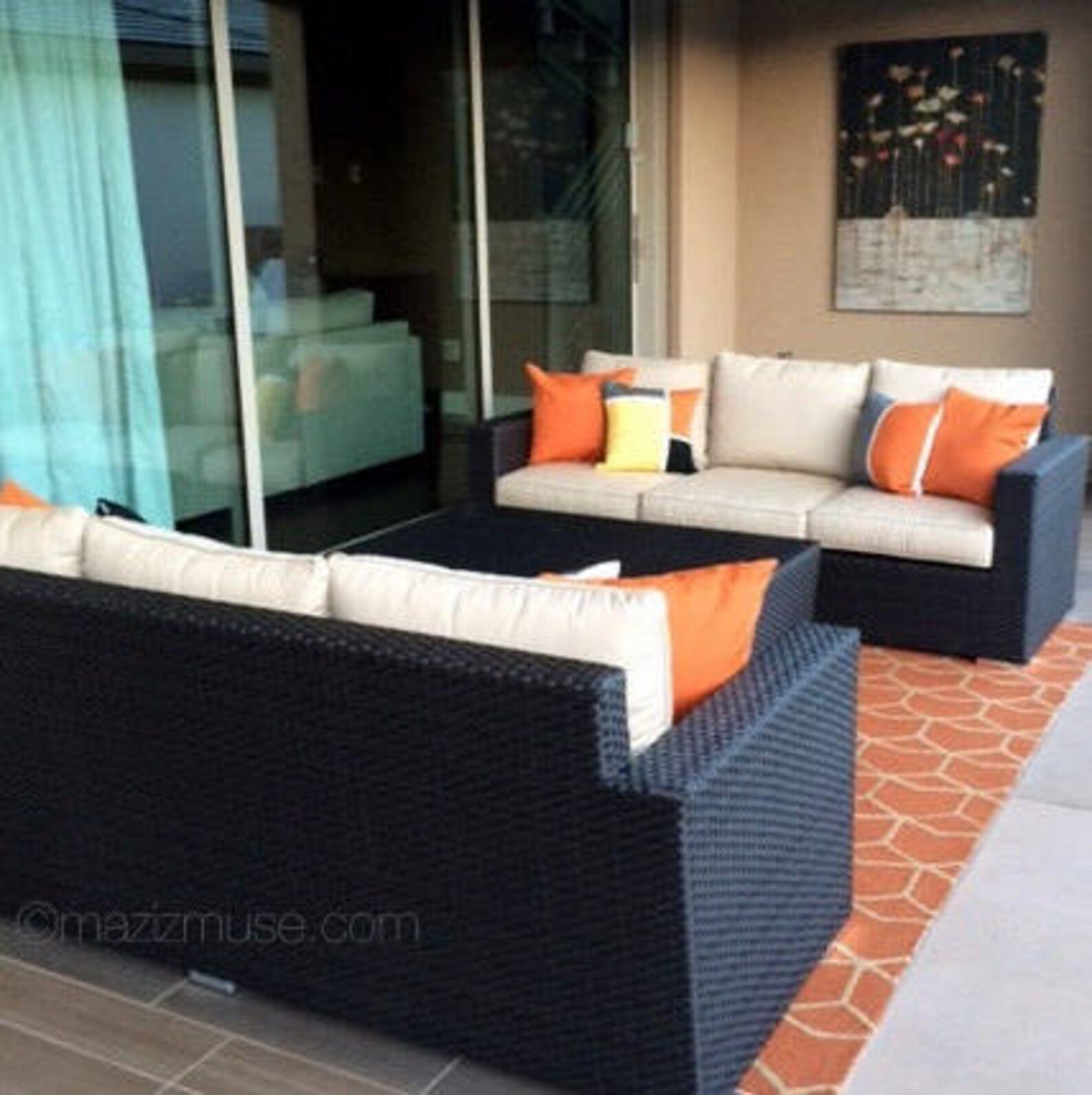 Decorative Yellow & Grey Outdoor Pillow Cover Mid Century Etsy