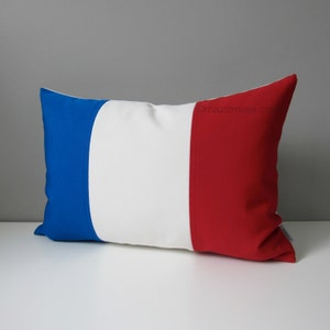 French Flag Pillow Cover, France Flag, Blue White Red, National Flag, Paris, Sunbrella Outdoor Pillow Cushion Cover, Mazizmuse 12x18 image 3