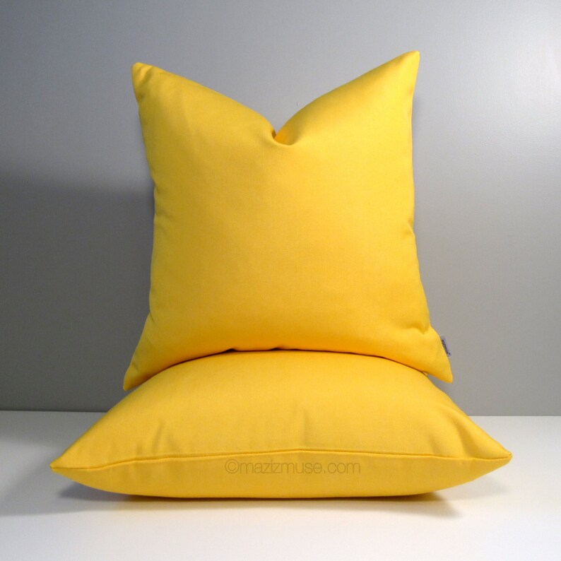 Yellow Outdoor Pillow Cover Decorative Lemon Yellow Pillow Etsy