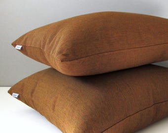 Teak Sunbrella® Outdoor Pillow Cover in Cognac Brown for Mid Century Modern Seating or Patio Chairs, Masculine Cushion Covers by Mazizmuse