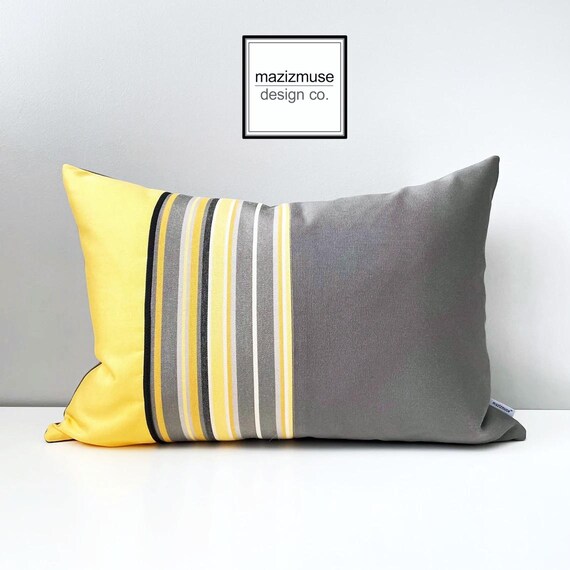 Yellow stripe outdoor pillow hotsell