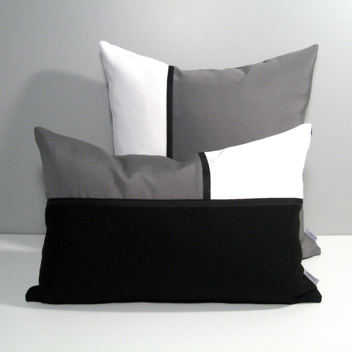 Grey & White Outdoor Pillow Cover Modern Color Block Pillow Etsy