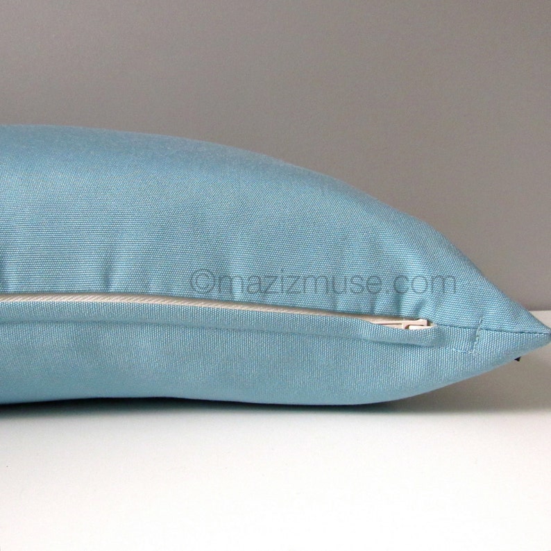 Decorative Mineral Blue Outdoor Pillow Cover, Modern Pillow Cover, Duck Egg Blue Pillow Cover, Light Blue Sunbrella Cushion Cover, image 2