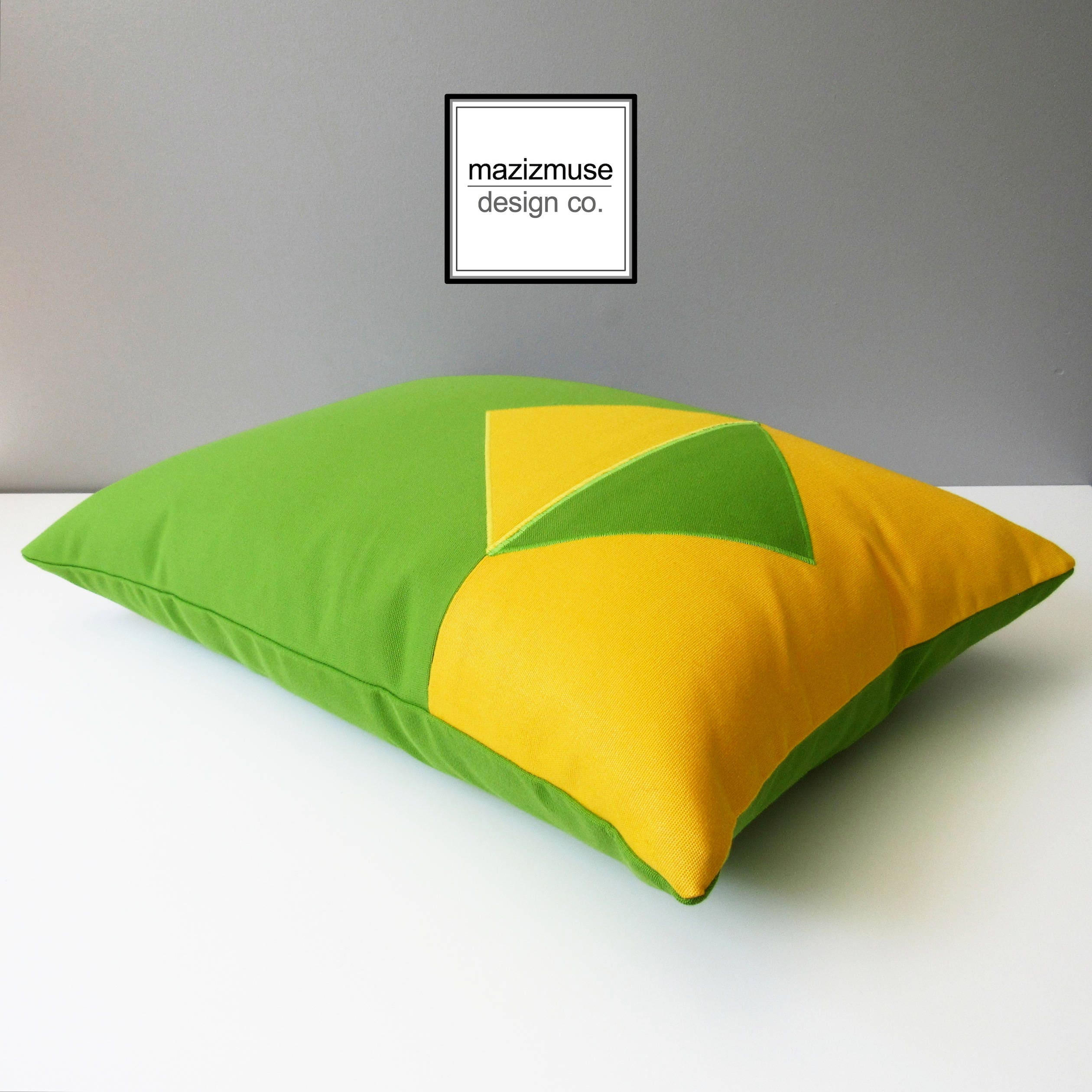 Decorative Lime Green & Yellow Outdoor Pillow Cover Modern Etsy Canada