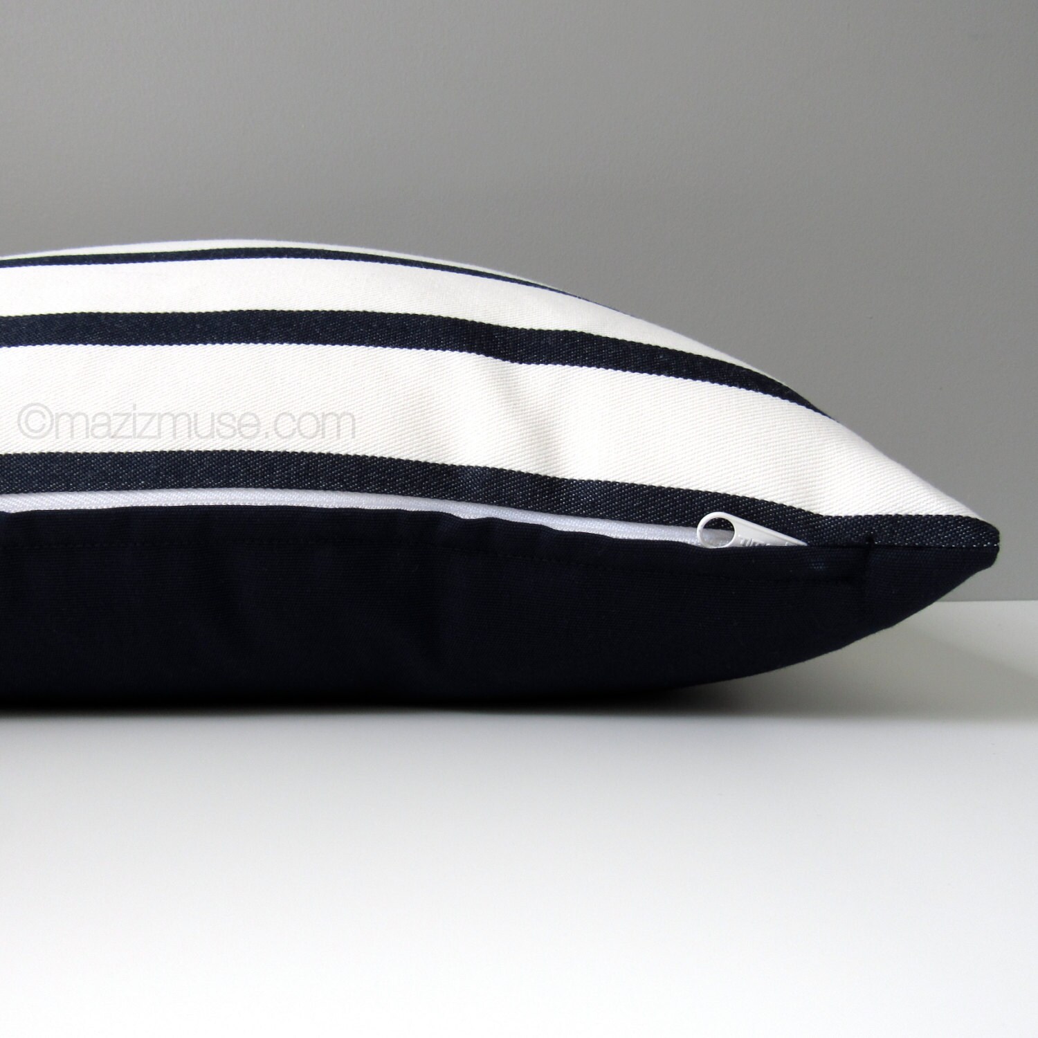 Navy Blue & White Striped OUTDOOR Pillow Cover Nautical Etsy