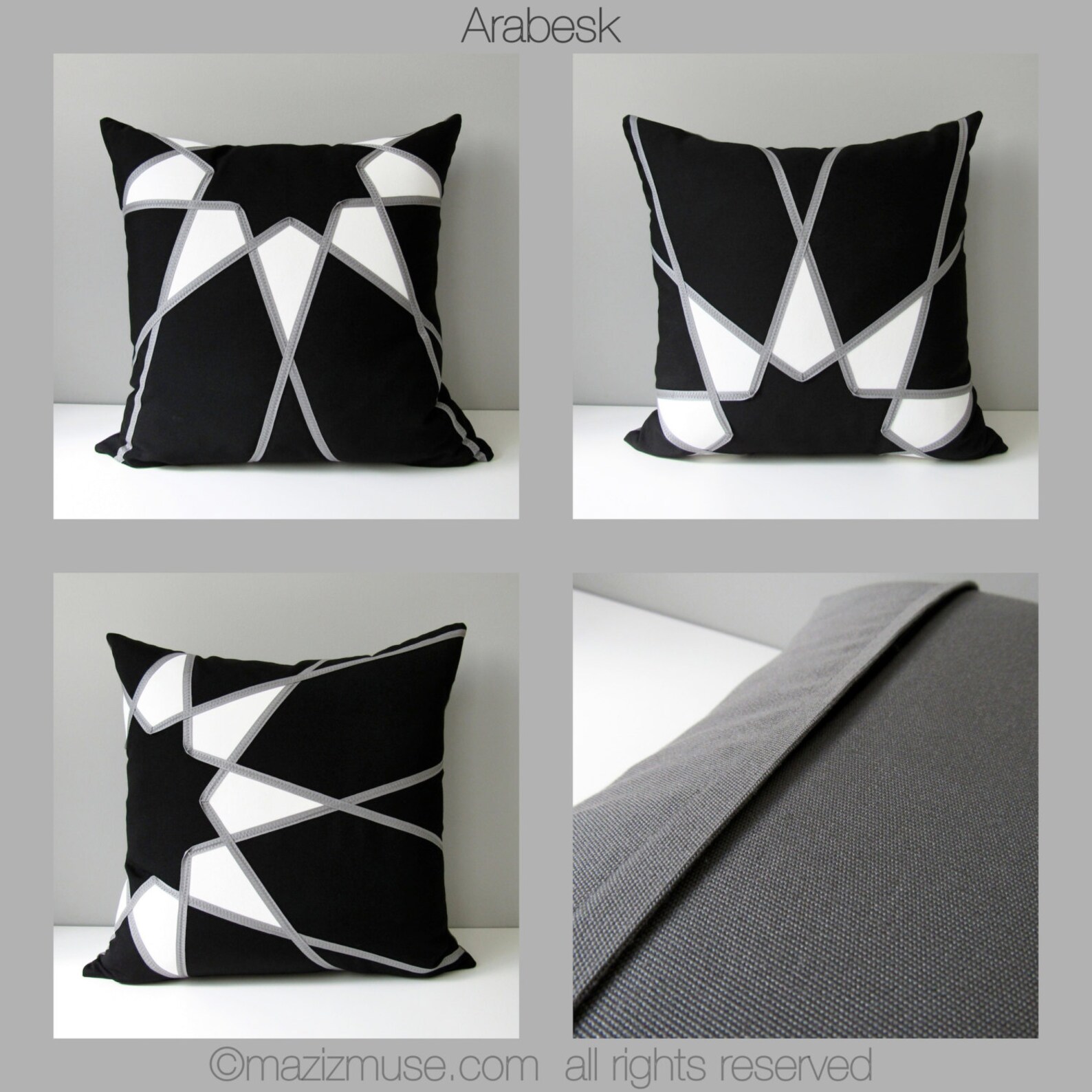 Decorative Black & White Outdoor Pillow Cover Modern Etsy