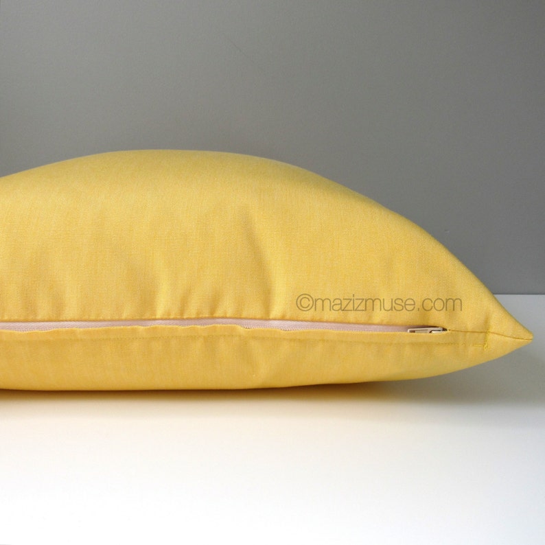 Buttercup Yellow Pillow Cover, Decorative Outdoor Pillow Case, Light Yellow Sunbrella Cushion Cover, Modern Yellow Pillow Cover, Mazizmuse image 2