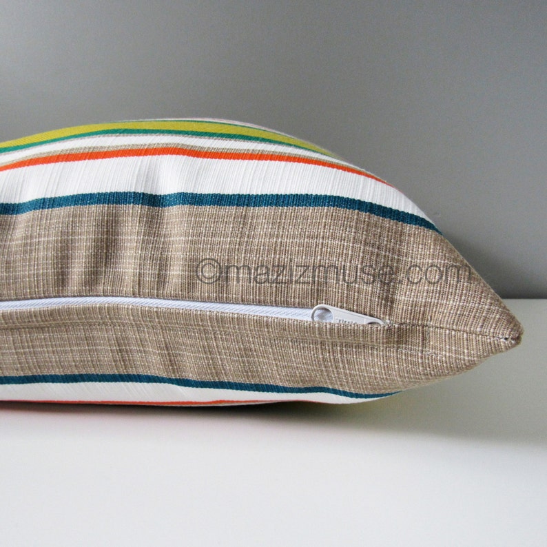 Retro Striped Outdoor Pillow Cover Citron Yellow & Green Etsy