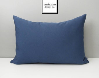 Sapphire Blue Outdoor Pillow Cover, Decorative Pillow Cover, Modern Outdoor Pillow Cover, Denim Blue Sunbrella Cushion Cover, Mazizmuse