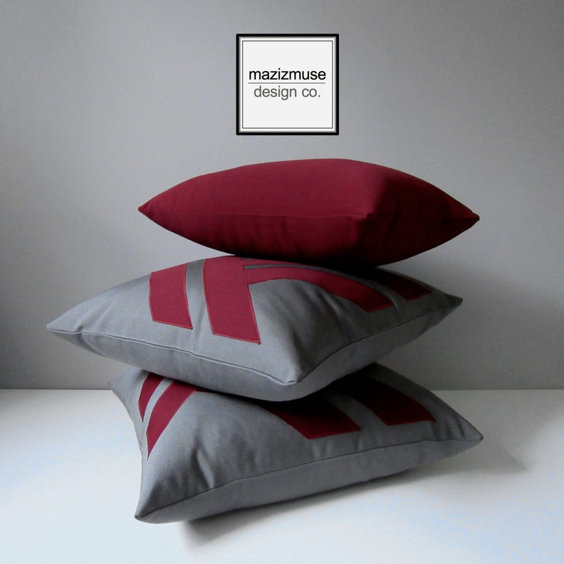 Grey & Burgundy Outdoor Pillow Cover Modern Geometric Pillow Etsy Canada