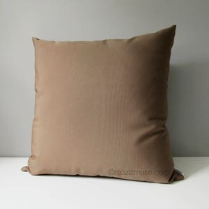 Cocoa Brown Sunbrella® Outdoor Pillow Cover, Decorative Chocolate Brown Cushions for Garden & Patio Chairs, Throw Pillows by Mazizmuse