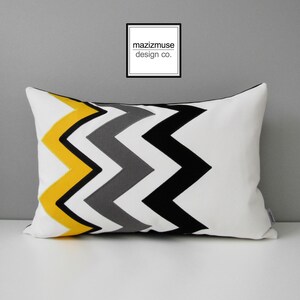 Royal Blue Chevron Pillow Cover, Modern Outdoor Pillow Cover, Decorative Black White Pillow Cover, Blue Sunbrella Cushion Cover, Mazizmuse image 8