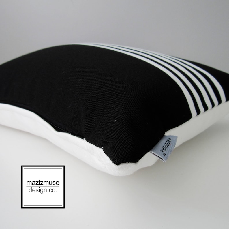 Decorative Black & White Outdoor Pillow Cover Modern Striped - Etsy Canada