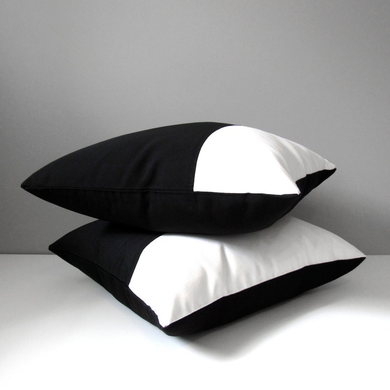 Black & White Outdoor Pillow Cover Modern Sunbrella Pillow Etsy