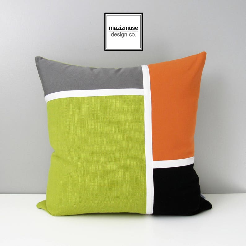 Decorative Acid Green Outdoor Pillow Cover Mid Century ...