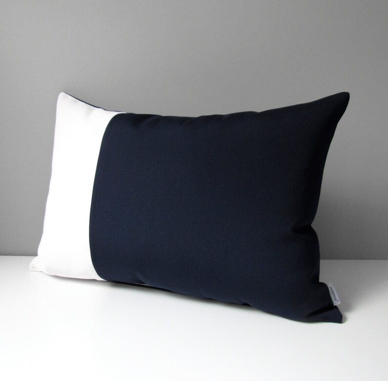 Navy Blue & White Outdoor Pillow Cover Decorative Color Etsy