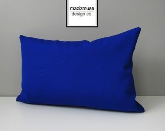 Royal Blue Outdoor Pillow Cover, Decorative Pillow Case, Solid True Blue Sunbrella Cushion Cover, Modern Throw Pillow Cover, Mazizmuse