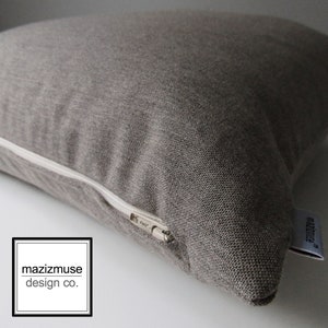 Sunbrella Neutral Outdoor Pillow Cover, Decorative Pillow Cover, Minimal Grey Beige Brown Accent Pillow Cover, Cushion Cover, Mazizmuse Shale