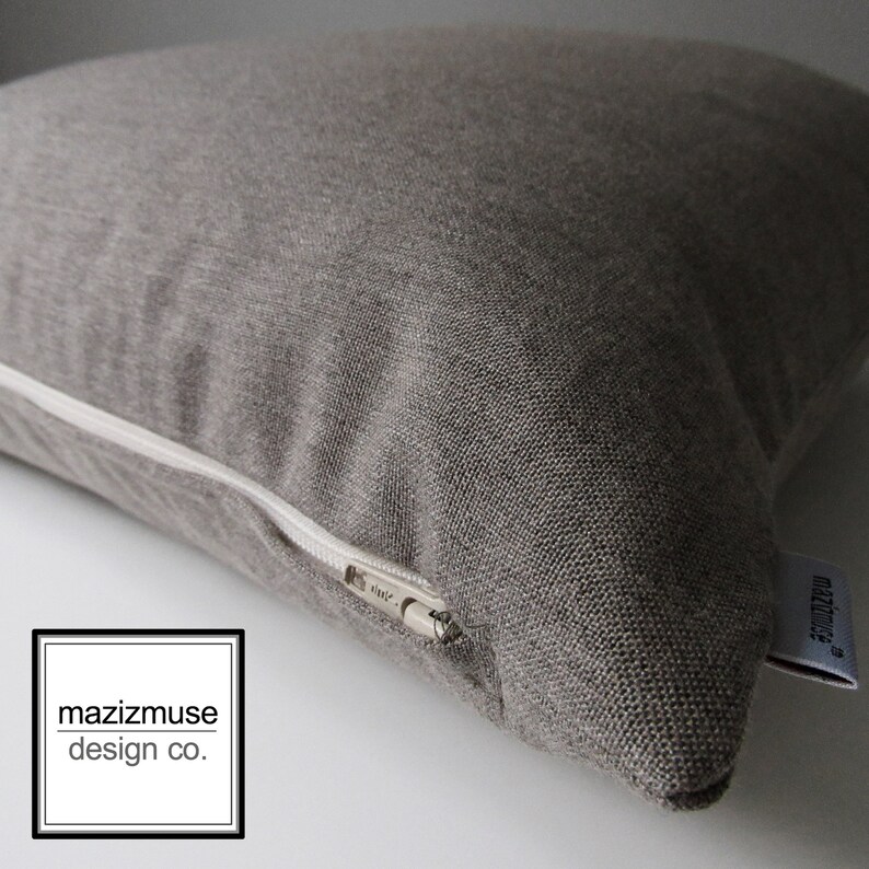 Sunbrella Neutral Outdoor Pillow Cover, Decorative Pillow Cover, Minimal Grey Beige Brown Accent Pillow Cover, Cushion Cover, Mazizmuse Shale