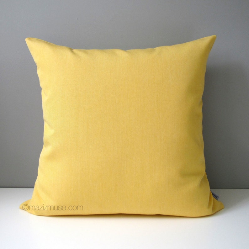 Buttercup Yellow Sunbrella Pillow Cover, Outdoor Pillow Cover, Decorative Pillow Cover, Modern Light Yellow Cushion Cover, Mazizmuse image 3