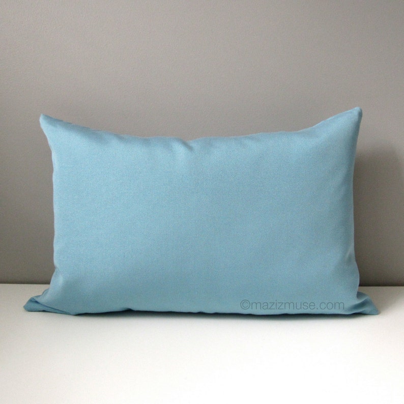 Decorative Mineral Blue Outdoor Pillow Cover, Modern Pillow Cover, Duck Egg Blue Pillow Cover, Light Blue Sunbrella Cushion Cover, image 3