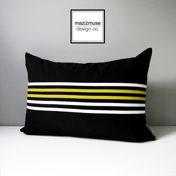 Decorative Black Yellow Outdoor Pillow Cover Modern White Striped Pillow Cover Black Sunbrella Cushion Cover Mazizmuse Stripe Align Etsy Canada