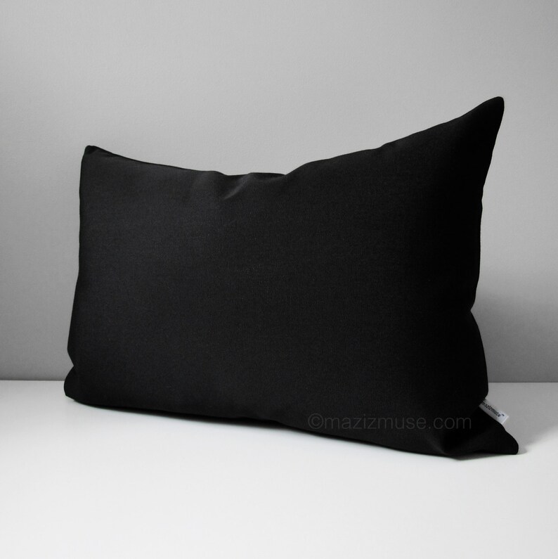 Black Outdoor Pillow Cover Modern Black Sunbrella Pillow Etsy