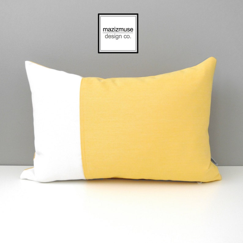 Yellow & White Outdoor Pillow Cover Modern Color Block Pillow Etsy