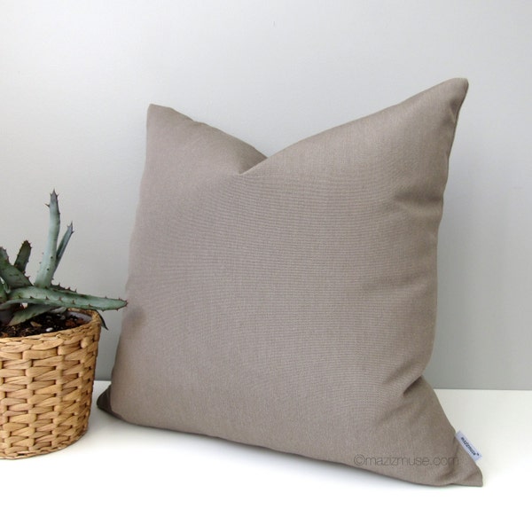 Taupe Outdoor Pillow Cover, Modern Warm Grey Pillow Cover, Decorative Throw Pillow Case, Neutral Sunbrella Taupe Cushion Cover, Mazizmuse