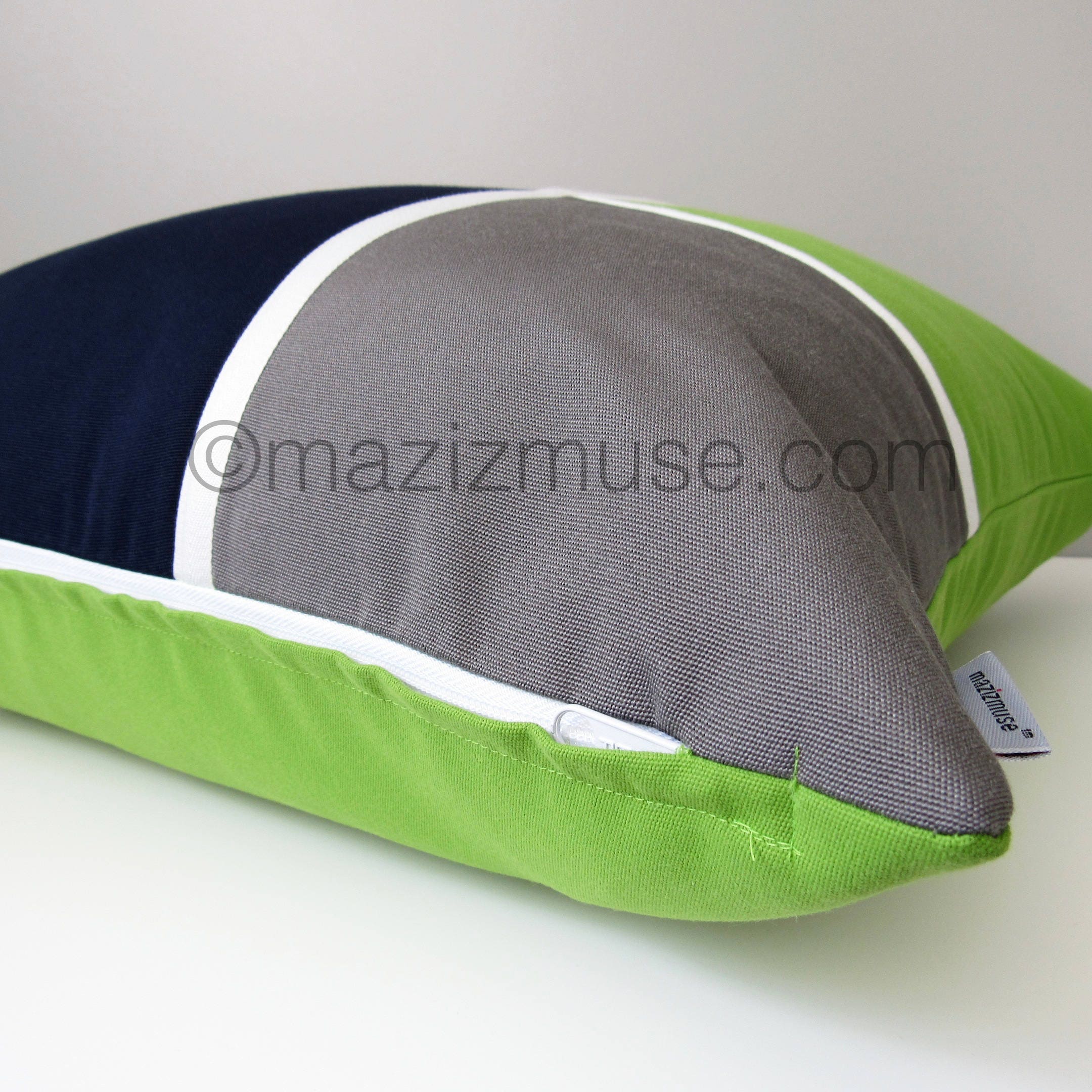 Funda de almohada exterior decorativa azul marino y verde | Etsy