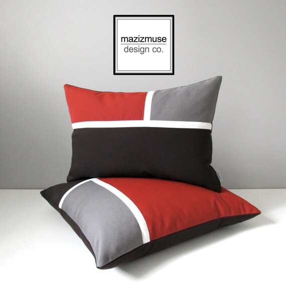 Terracotta Grey Sunbrella® Outdoor Pillow Cover in Modern Color