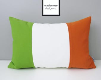 Irish Flag Pillow Cover in Sunbrella® Outdoor Fabric for Patio & Game Room, Housewarming Gift, St. Patrick&#39;s Day, Ireland Cushion Mazizmuse