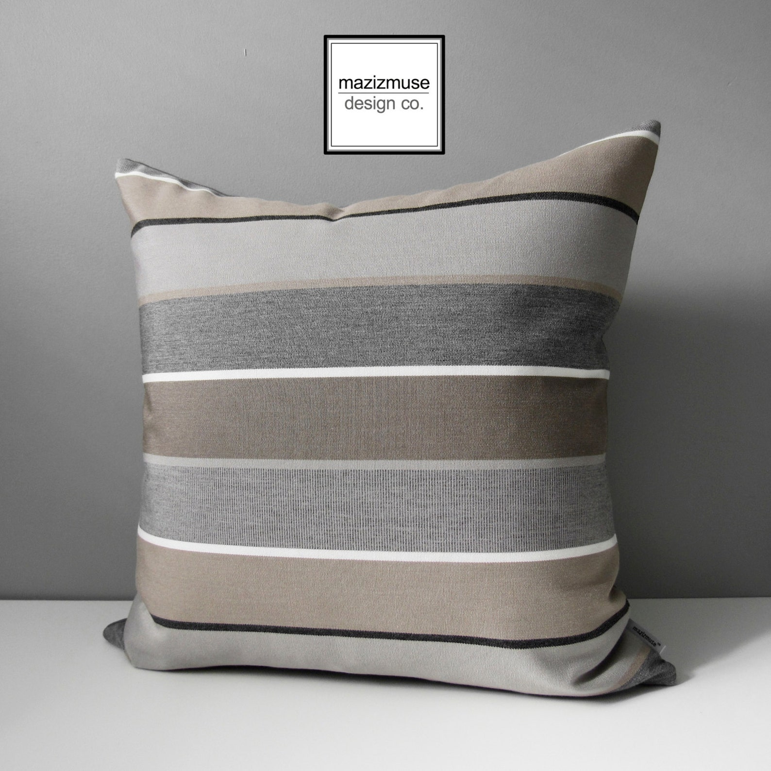 Grey & Brown Sunbrella Pillow Cover Decorative Outdoor Pillow Etsy