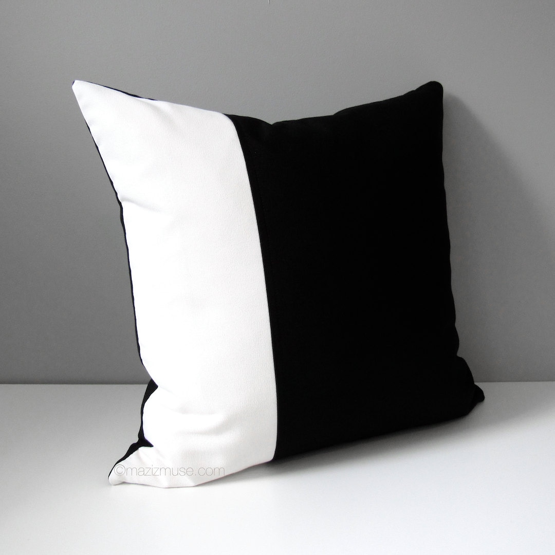 Decorative Black White Outdoor Pillow Cover Modern Color Etsy