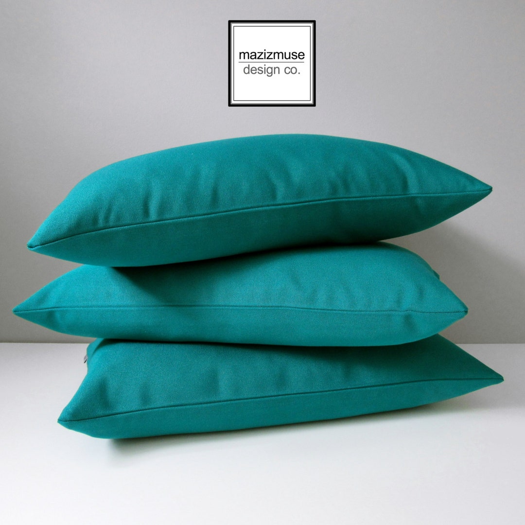 Decorative Teal Outdoor Pillow Cover Blue Green Sunbrella Etsy